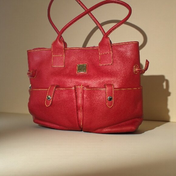 Dooney & Bourke June Bag Red Leather Tote Large R376C Pockets - Picture 1 of 16